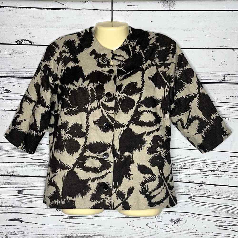 Coldwater Creek NWT Size 10p Brown & Tan Floral Print Button Front Jacket